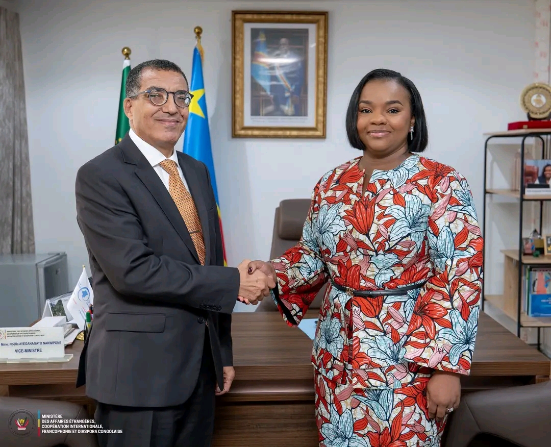 RDC-Maroc : Noëlla Ayeganagato échange avec l’ambassadeur Rachid Agassim sur les enjeux sé ...